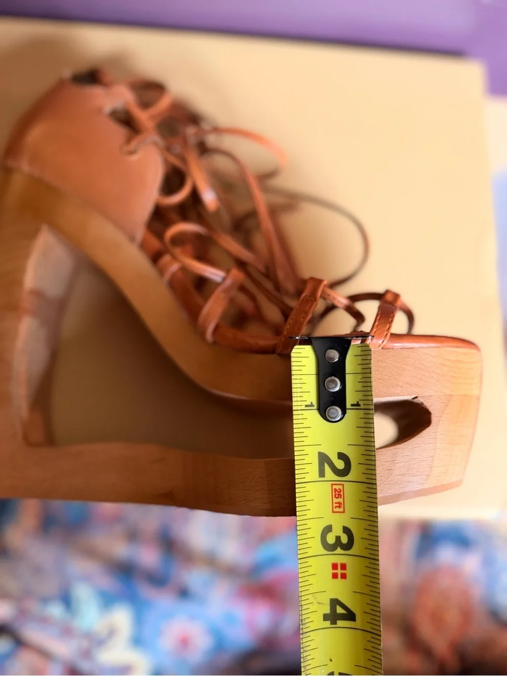 Jeffrey Campbell Tan BLAZE-UP Lace-Up Platform Wooden Wedge